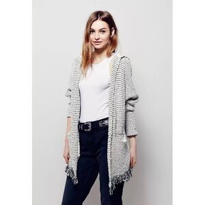 Free People Hooded Love Me Tender Fringe Cardigan